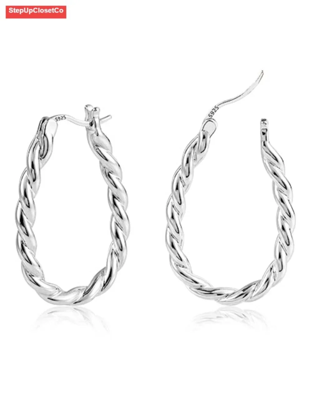 Thick Silver Chunky Hoop Earrings for Women Hypoallergenic Huggie